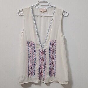 Rococo Sand Paloma White Embroidered Top Size XS